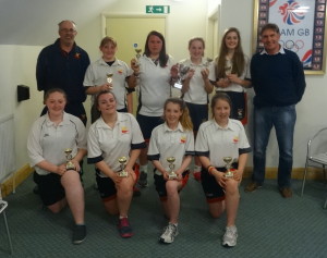 Great Melton Women with coach Chris Brook & the Chairman.  Back Row: Robyn Edge, Emily Reay, Aimee Palmer, Sophie Harrad. Front Row: Laura Edge, Hannah Brook, Bethany Harmer, Becky Greenslade.
